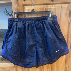 Nike Women's Blue and Black Athletic Shorts